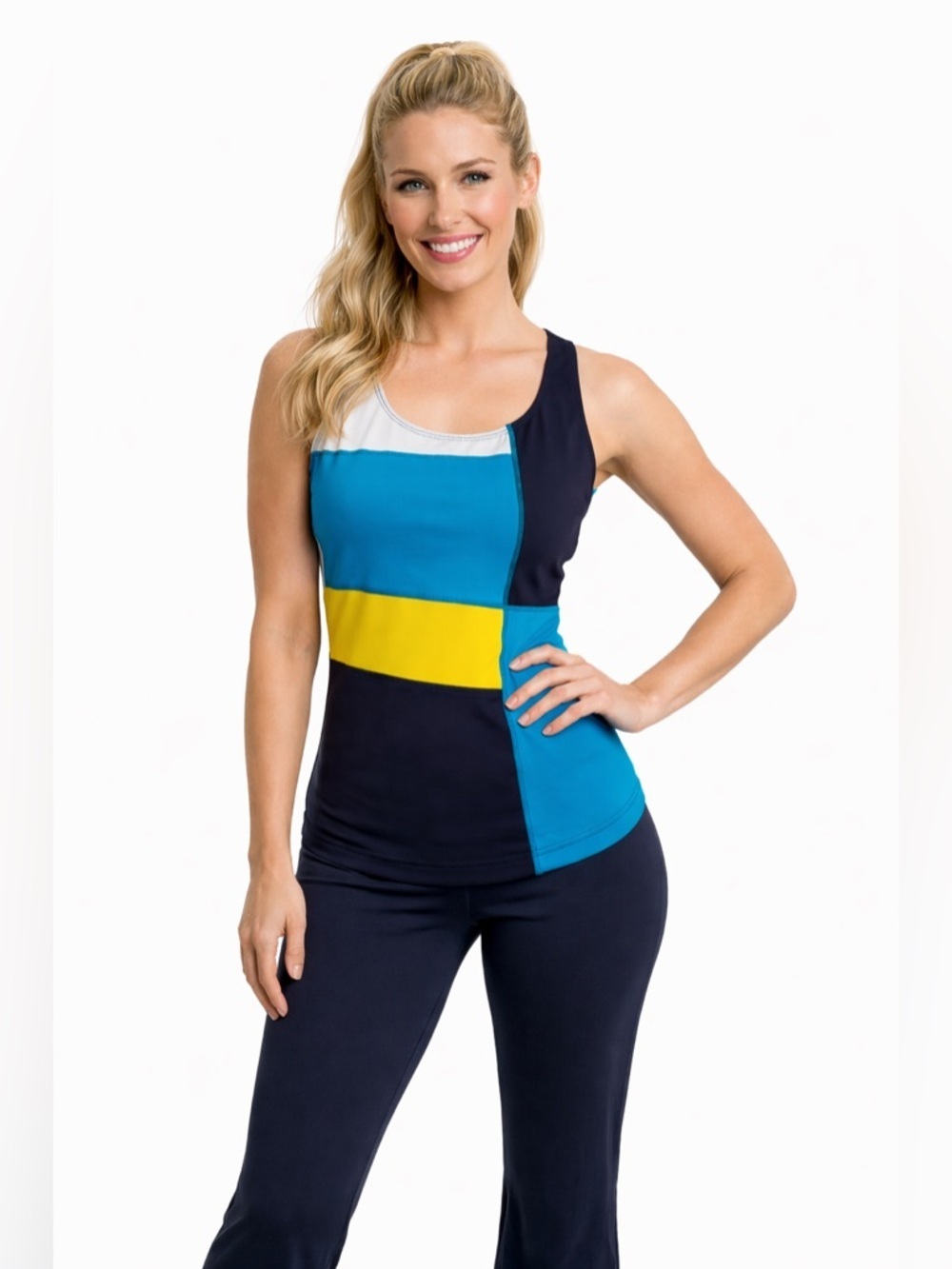 Ativa Active Set Tank Built-In Bra & Leggings Size Large Colorblock